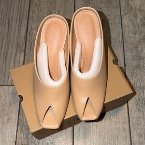 Beige Open-Toe Mules